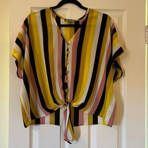 Button up tie blouse